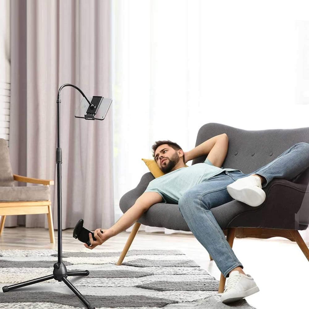 Universal Phone Tablet Mount Tripod 360 Rotating Adjustable Floor Stand 09 - Аксесоари