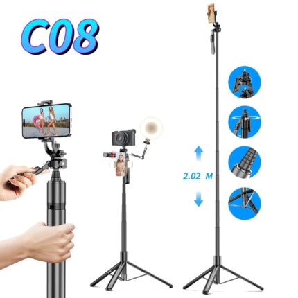 Selfiestick Bg Hsu C08 Long Selfiestick Tripod 2m 360 Rotate 0 - Селфи Стикове